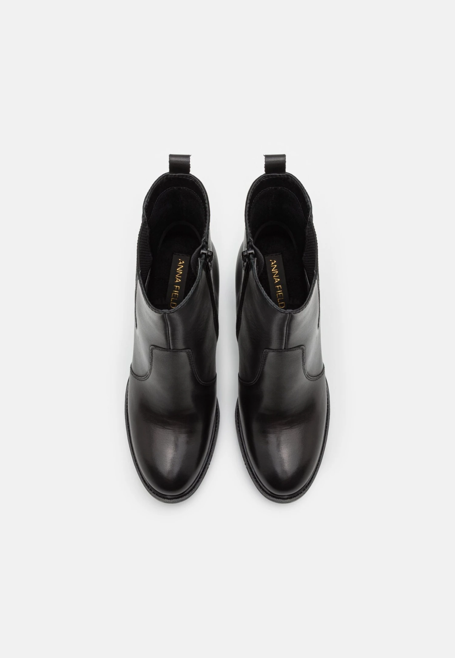 Leather- Enkellaarsjes Met Hoge Hak - Black 6 Leather- Enkellaarsjes Met Hoge Hak - Black - Afbeelding 6